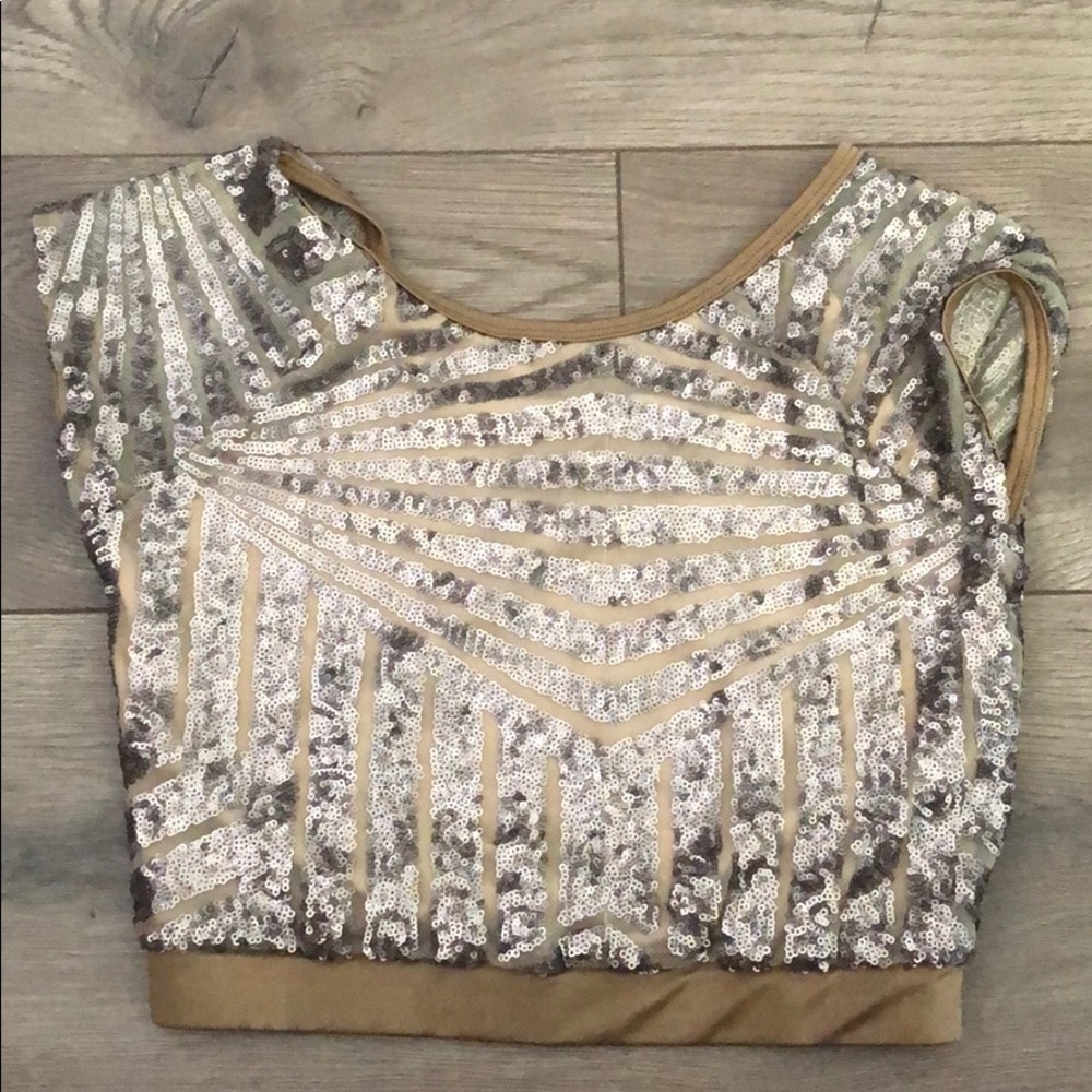 Sequin bronze crop top